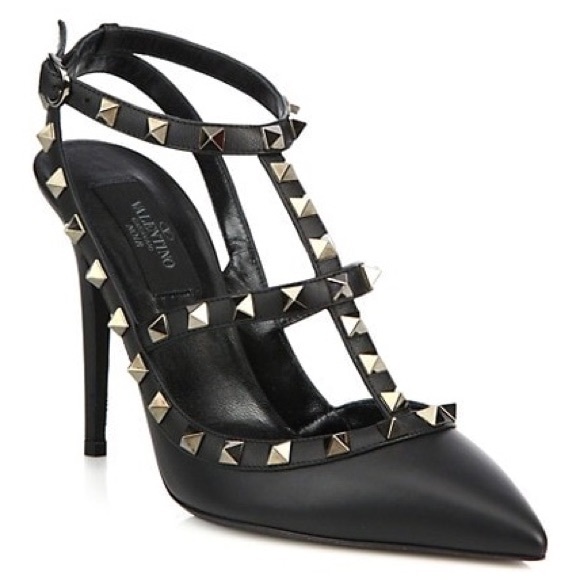 Valentino Shoes - Valentino Garavani Rockstud Noir Leather slings